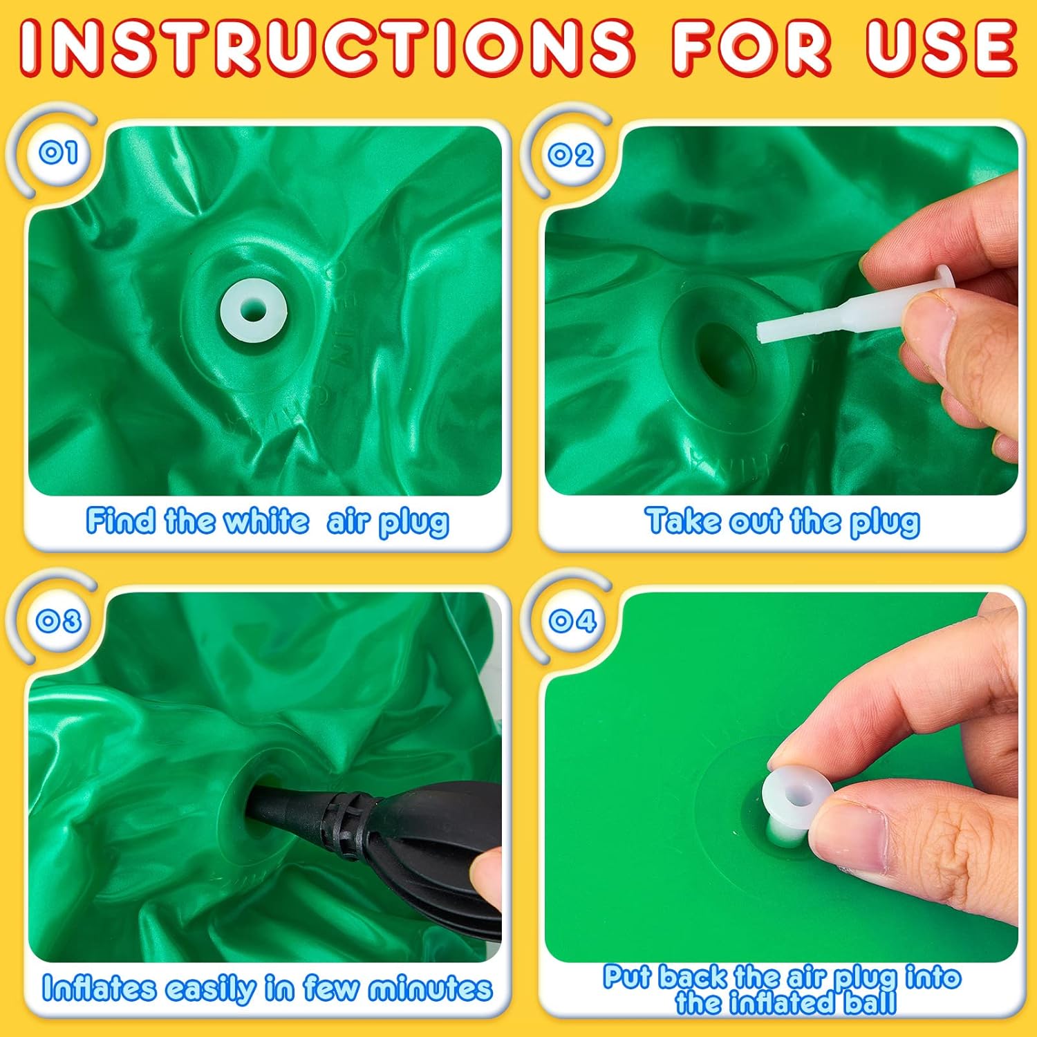 Lewtemi 6 Pcs Hopper Ball Carnival Outdoor Games 20 Inch Jumping Hopping Inflatable Bouncing Ball with Handle and Air Pump for Kids Sport Exercise (Red, Blue, Green, Pink, Yellow, Purple) - Image 5