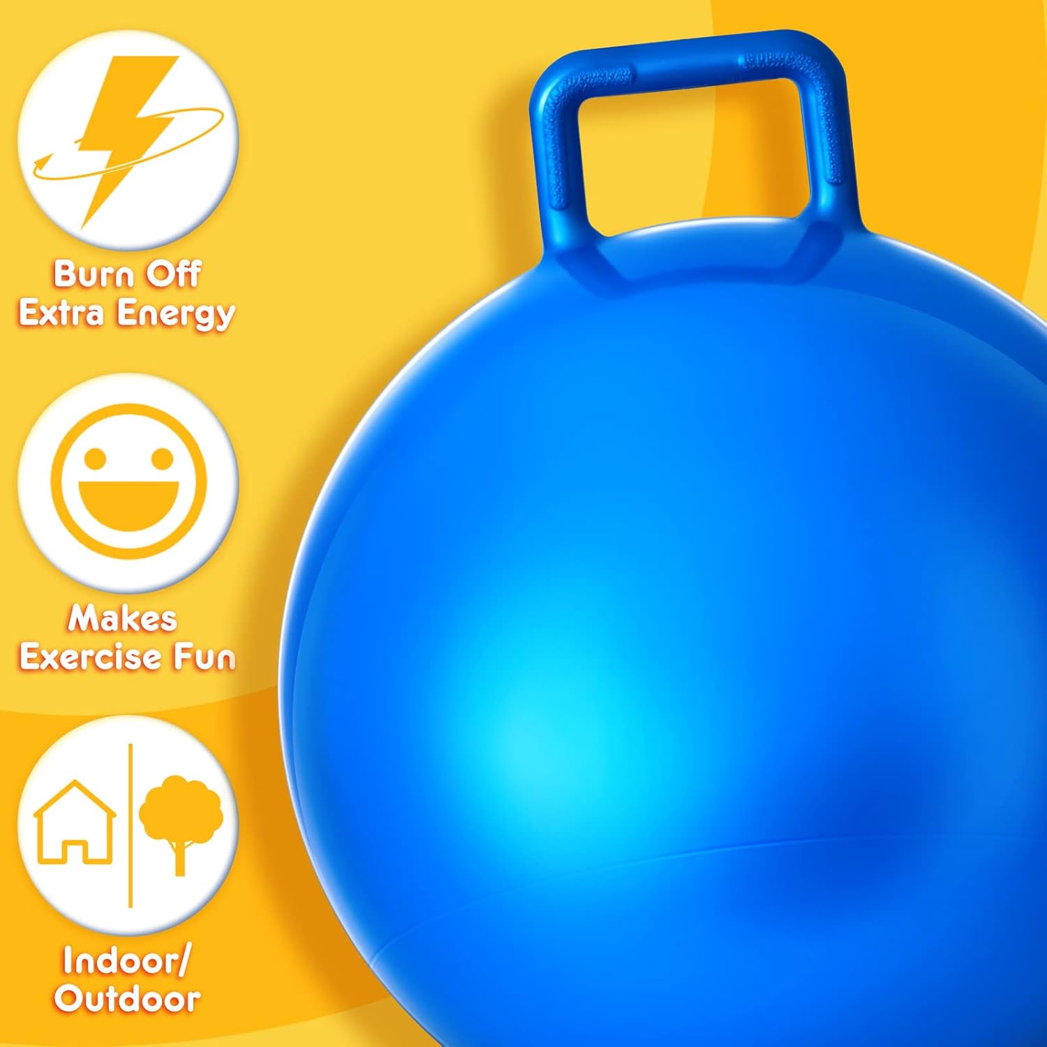Lewtemi 6 Pcs Hopper Ball Carnival Outdoor Games 20 Inch Jumping Hopping Inflatable Bouncing Ball with Handle and Air Pump for Kids Sport Exercise (Red, Blue, Green, Pink, Yellow, Purple) - Image 4